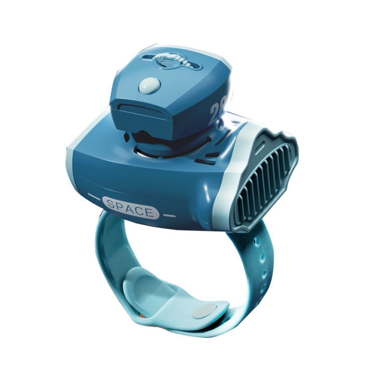 Children Spaceship Cartoon Watch Fan Projection USB Portable Bladeless Wrist Fan(Blue) by buy2fix