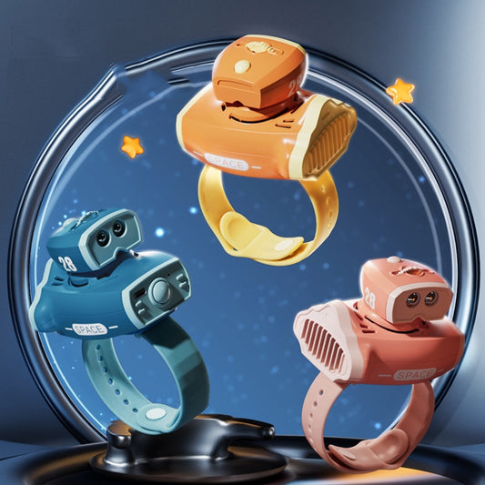 Children Spaceship Cartoon Watch Fan Projection USB Portable Bladeless Wrist Fan(Orange) by buy2fix