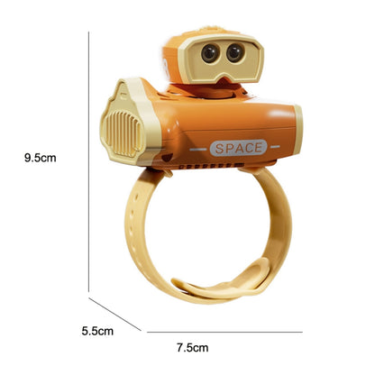 Children Spaceship Cartoon Watch Fan Projection USB Portable Bladeless Wrist Fan(Orange) by buy2fix