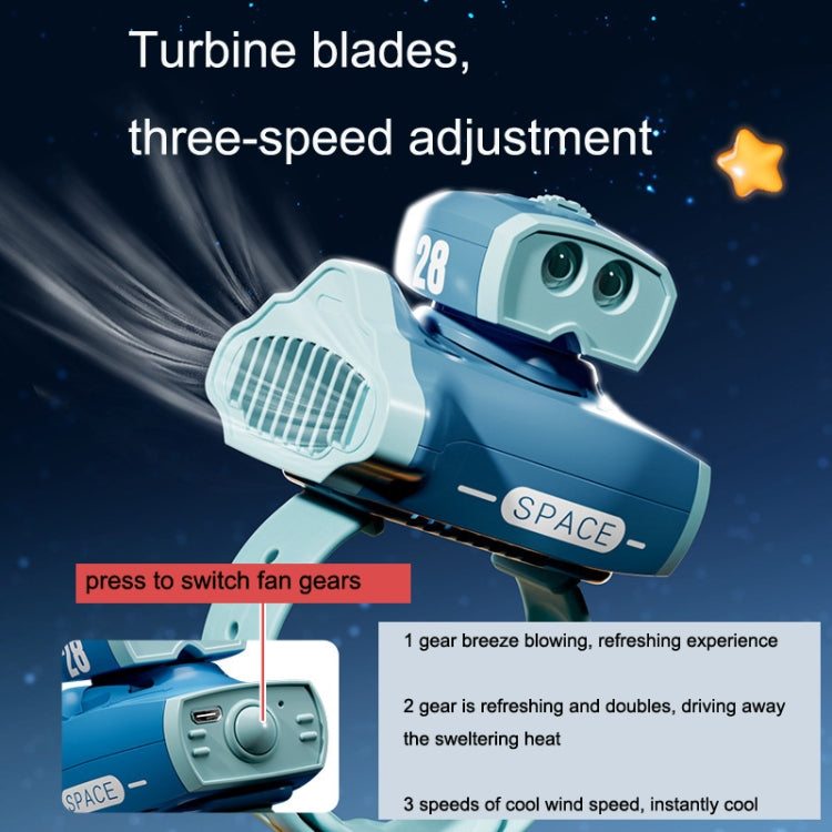 Children Spaceship Cartoon Watch Fan Projection USB Portable Bladeless Wrist Fan(Blue) by buy2fix