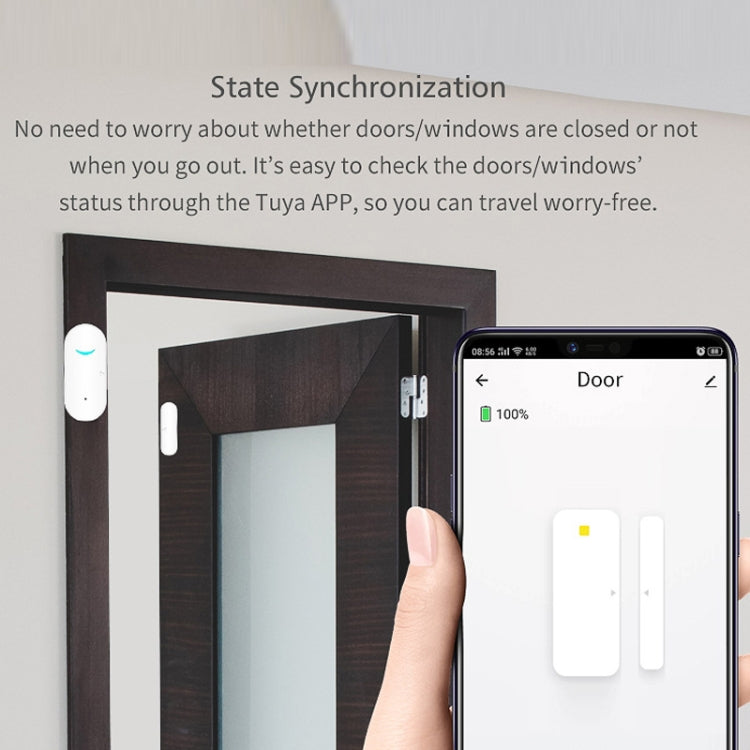 Tuya WiFi Door Magnetic Sensor Remote Intelligent Linkage Doors Windows Switch Anti-alarm APP Reminder Alarm - Door Window Alarm by buy2fix | Online Shopping UK | buy2fix