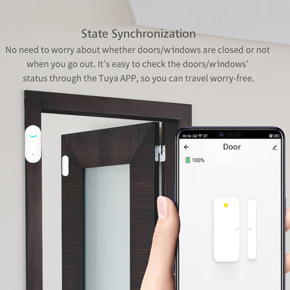 Tuya WiFi Door Magnetic Sensor Remote Intelligent Linkage Doors Windows Switch Anti-alarm APP Reminder Alarm - Door Window Alarm by buy2fix | Online Shopping UK | buy2fix