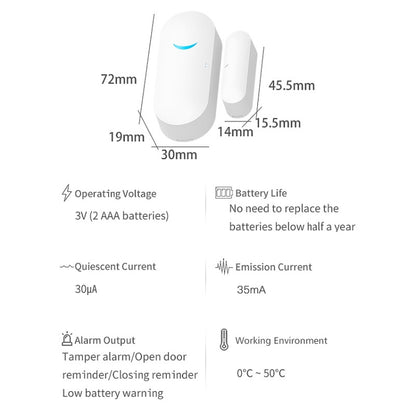 Tuya WiFi Door Magnetic Sensor Remote Intelligent Linkage Doors Windows Switch Anti-alarm APP Reminder Alarm - Door Window Alarm by buy2fix | Online Shopping UK | buy2fix