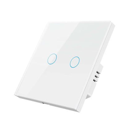 Tuya ZigBee Zero Firewire Touch Wall Remote Control Switch Light Control Voice Switch EU Plug, Style: 2 Gang (White) - Smart Switch by buy2fix | Online Shopping UK | buy2fix