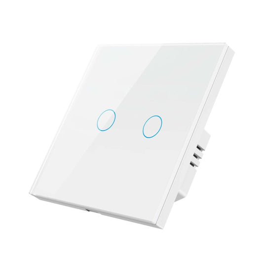 Tuya ZigBee Zero Firewire Touch Wall Remote Control Switch Light Control Voice Switch EU Plug, Style: 2 Gang (White) - Smart Switch by buy2fix | Online Shopping UK | buy2fix