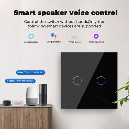 Tuya ZigBee Zero Firewire Touch Wall Remote Control Switch Light Control Voice Switch EU Plug, Style: 3 Gang (White) - Smart Switch by buy2fix | Online Shopping UK | buy2fix