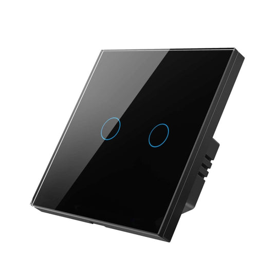 Tuya ZigBee Zero Firewire Touch Wall Remote Control Switch Light Control Voice Switch EU Plug, Style: 2 Gang (Black) - Smart Switch by buy2fix | Online Shopping UK | buy2fix