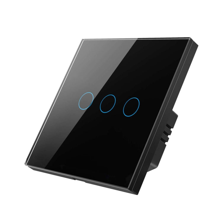 Tuya ZigBee Zero Firewire Touch Wall Remote Control Switch Light Control Voice Switch EU Plug, Style: 3 Gang (Black) - Smart Switch by buy2fix | Online Shopping UK | buy2fix