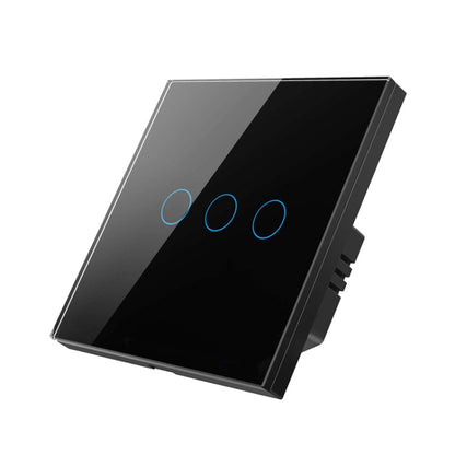 Tuya ZigBee Zero Firewire Touch Wall Remote Control Switch Light Control Voice Switch EU Plug, Style: 3 Gang (Black) - Smart Switch by buy2fix | Online Shopping UK | buy2fix