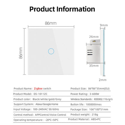 Tuya ZigBee Zero Firewire Touch Wall Remote Control Switch Light Control Voice Switch EU Plug, Style: 3 Gang (Black) - Smart Switch by buy2fix | Online Shopping UK | buy2fix