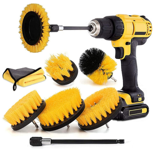 8 In 1 Electric Drill Crevice Cleaning Brush Car Wash Tool Set, Size: A Model(Yellow) - Car washing supplies by buy2fix | Online Shopping UK | buy2fix