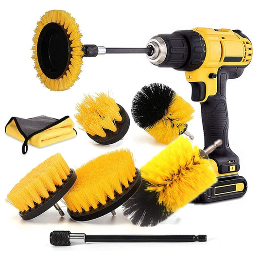 8 In 1 Electric Drill Crevice Cleaning Brush Car Wash Tool Set, Size: B Model(Yellow) - Car washing supplies by buy2fix | Online Shopping UK | buy2fix