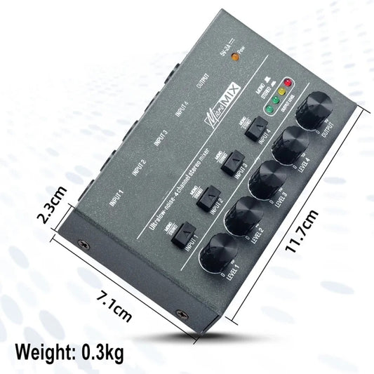 4 Way mixer With Single Channel Stereo Switching Mini Signal Hybrid Small Audio - Live Sound Effects Processors by buy2fix | Online Shopping UK | buy2fix