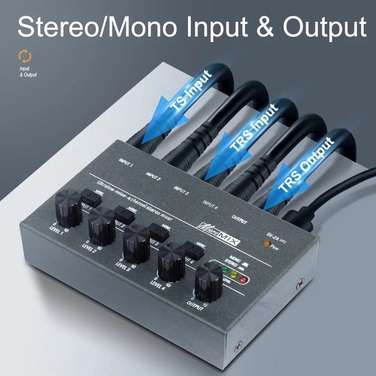 4 Way mixer With Single Channel Stereo Switching Mini Signal Hybrid Small Audio - Live Sound Effects Processors by buy2fix | Online Shopping UK | buy2fix