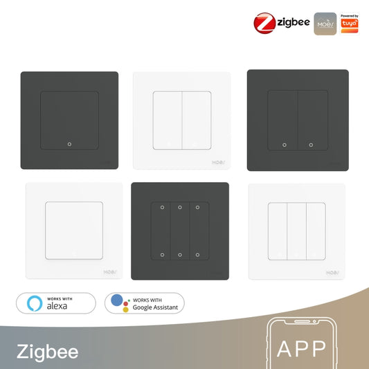 Tuya ZigBee Smart Single-fire Zero-fire Sharing Timing Voice Wall Switch EU Plug, Style: 1 Way (Gray Scene Casual Post) - Smart Switch by buy2fix | Online Shopping UK | buy2fix