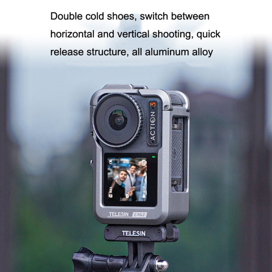 For DJI Osmo Action 3 TELESIN OA-FMS-004 Motion Camera Metal Rabbit Cage Protection Frame(Grey) - Protection Frame by TELESIN | Online Shopping UK | buy2fix
