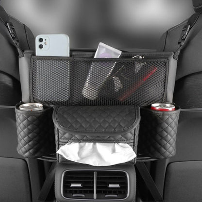 Car Central Control Seat Back Leather Multifunctional Storage Bag(Black) by buy2fix
