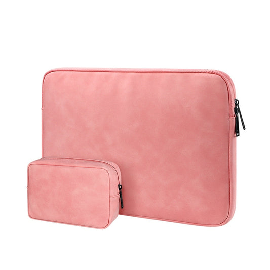 ND12 Lambskin Laptop Lightweight Waterproof Sleeve Bag, Size: 14.1-15.4 inches(Pink with Bag) by buy2fix