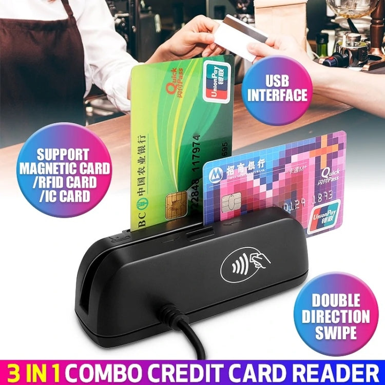 YL116U-3 3 in 1 IC Card Induction Magnetic Card Reader - Card Readers by buy2fix | Online Shopping UK | buy2fix