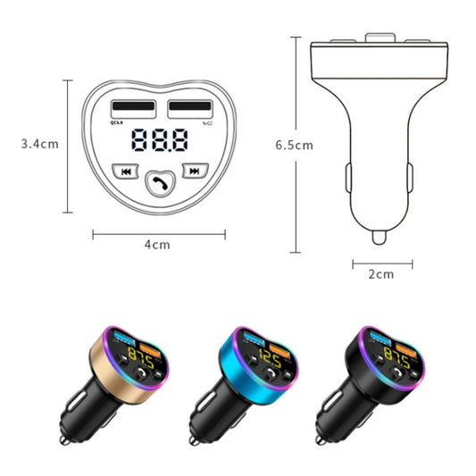 Car MP3 Bluetooth Player FM Transmitter Multifunctional Car Charger, Model: 4.8A Black - Bluetooth Car Kits by buy2fix | Online Shopping UK | buy2fix
