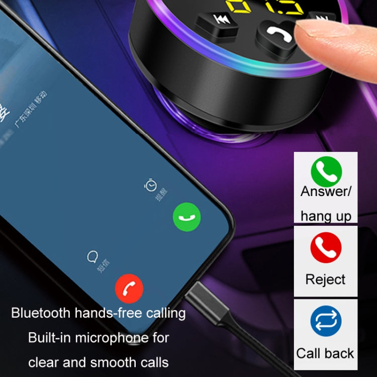 Car MP3 Bluetooth Player FM Transmitter Multifunctional Car Charger, Model: 4.8A Black - Bluetooth Car Kits by buy2fix | Online Shopping UK | buy2fix