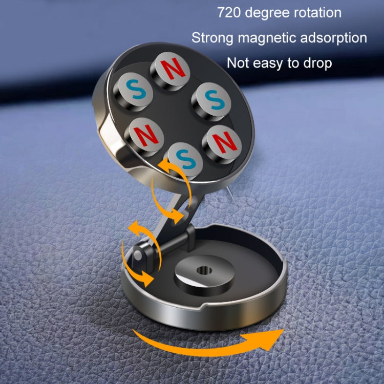 Multi-Angle Positioning Car Folding Circular Car Magnetic Suction Bracket(Silver) by buy2fix