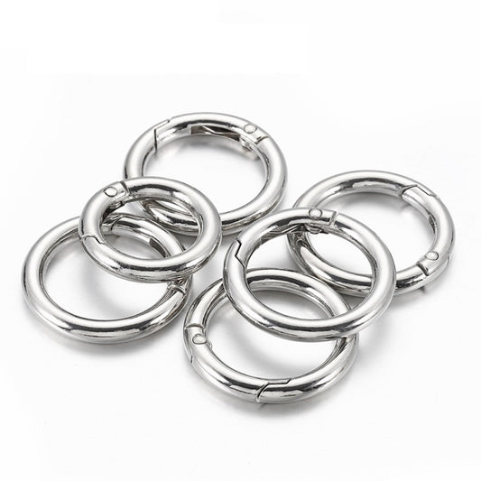 20pcs Zinc Alloy Spring Ring Metal Open Bag Webbing Keychain, Specification: 6 Points Silver by buy2fix