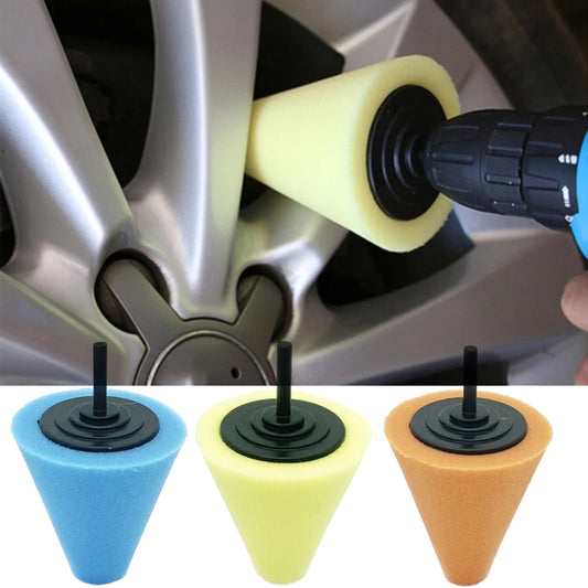 Car Cone 3 inch Polishing Sponge Waxing Sponge Wheel(Yellow) - Polishing Machine & Accessories by buy2fix | Online Shopping UK | buy2fix