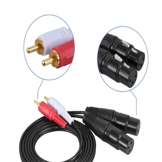 2RCA To 2XLR Speaker Canon Cable Audio Balance Cable, Size: 0.5m(Dual Lotus To Dual Female) - Microphone Audio Cable & Connector by buy2fix | Online Shopping UK | buy2fix