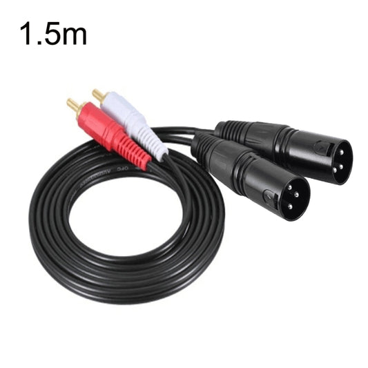 2RCA To 2XLR Speaker Canon Cable Audio Balance Cable, Size: 1.5m(Dual Lotus To Dual Canon Male) - Microphone Audio Cable & Connector by buy2fix | Online Shopping UK | buy2fix