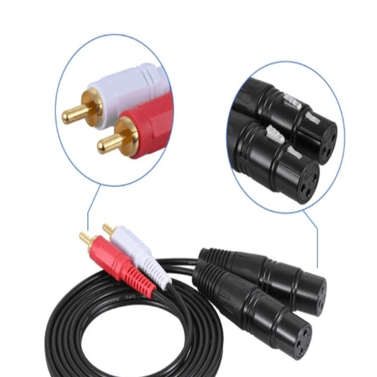 2RCA To 2XLR Speaker Canon Cable Audio Balance Cable, Size: 1.5m(Dual Lotus To Dual Female) - Microphone Audio Cable & Connector by buy2fix | Online Shopping UK | buy2fix