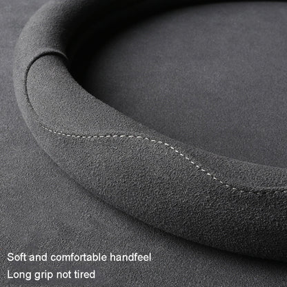 Turned Fur D Type Steering Wheel Cover, Size: 38cm(Black Blue) by buy2fix