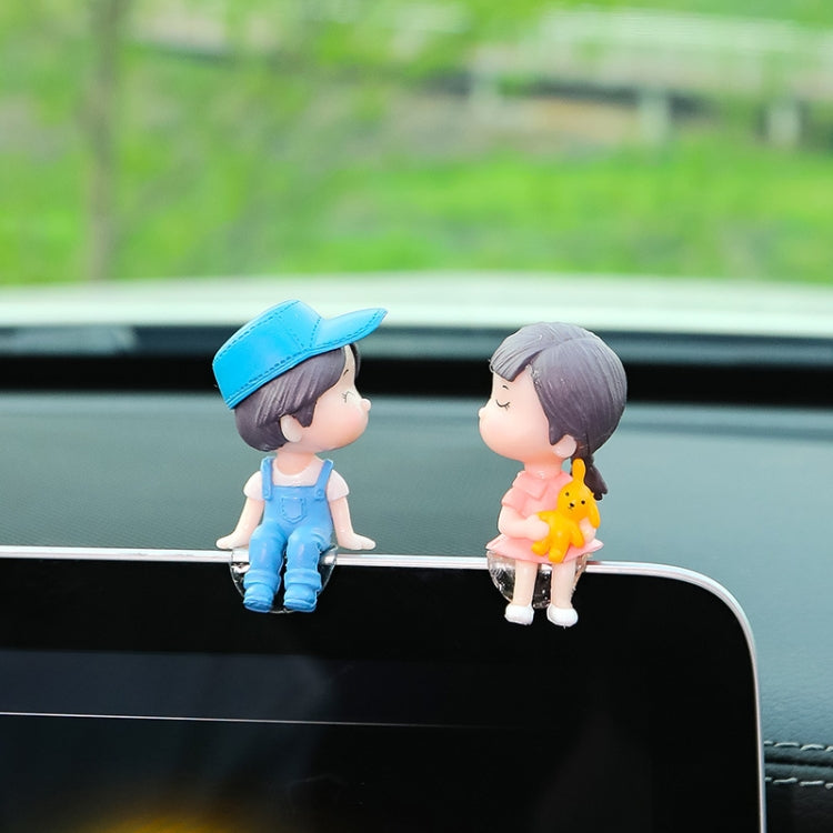 Car Ornament Ornament Lovely Kissing Couple Doll, Color: Blue by buy2fix