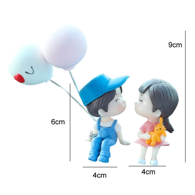 Car Ornament Ornament Lovely Kissing Couple Doll, Color: Blue+Balloon by buy2fix
