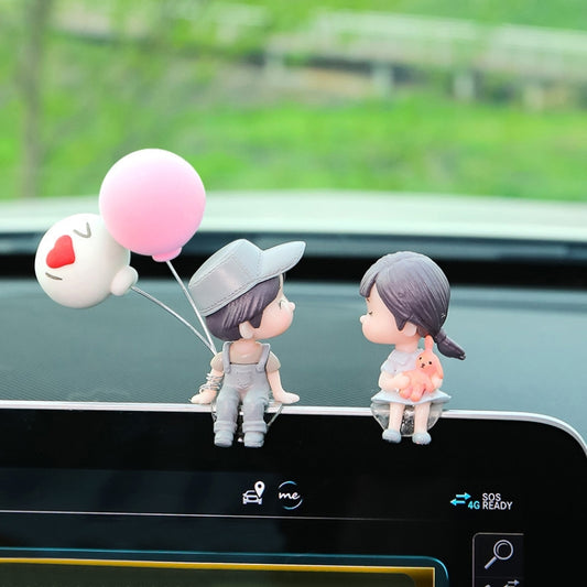 Car Ornament Ornament Lovely Kissing Couple Doll, Color: Gray+Balloon by buy2fix
