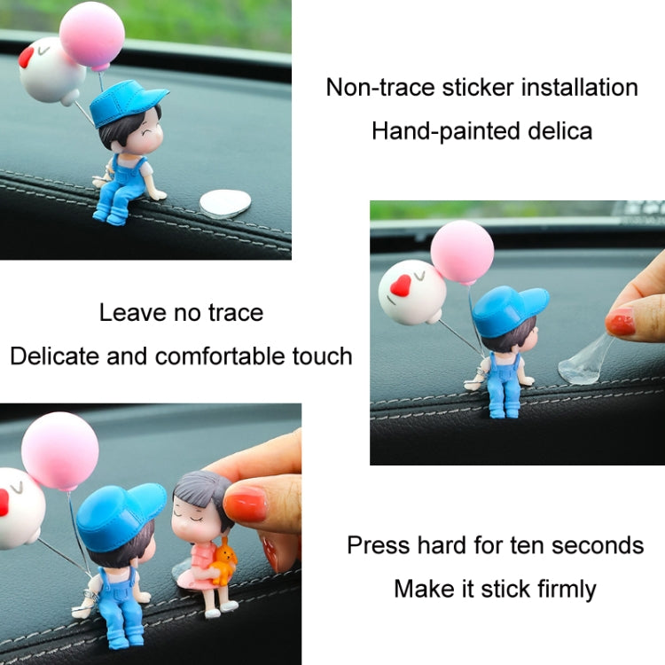 Car Ornament Ornament Lovely Kissing Couple Doll, Color: Gray+Balloon by buy2fix
