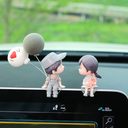 Car Ornament Ornament Lovely Kissing Couple Doll, Color: Gray+Gray Balloon by buy2fix