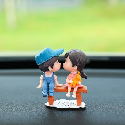 Car Ornament Ornament Lovely Kissing Couple Doll, Color: Stool Blue Couple by buy2fix