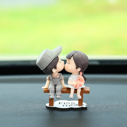 Car Ornament Ornament Lovely Kissing Couple Doll, Color: Stool Gray Couple by buy2fix