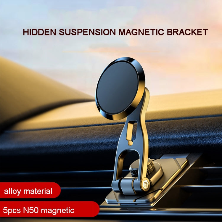 D29 Metal Car Phone Holder Floating Screen Folding Magnetic Phone Holder(Black) by buy2fix