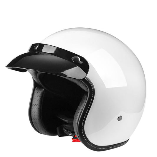 BYB 701 All Seasons Retro Motorcycle Helmet, Size: M(Bright White) - Helmets by BYB | Online Shopping UK | buy2fix