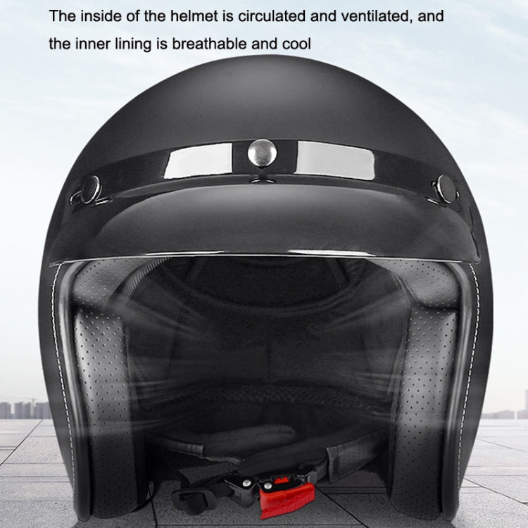 BYB 701 All Seasons Retro Motorcycle Helmet, Size: M(Bright Black) - Helmets by BYB | Online Shopping UK | buy2fix