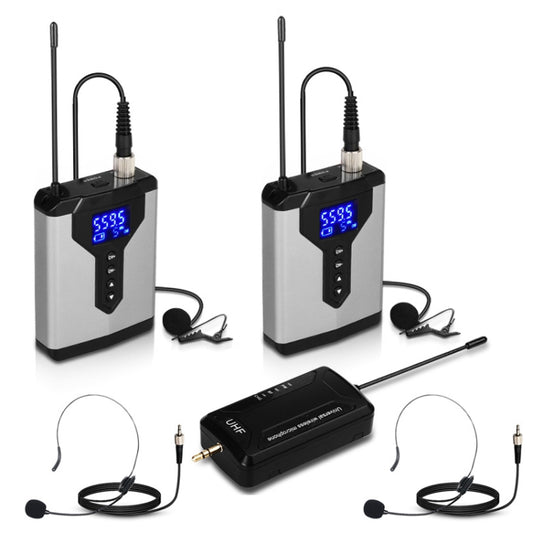 Q6 1 Drag 2 Wireless Lavalier Head Wear USB Computer Recording Microphone Live Phone SLR Lavalier Microphone - Microphone by buy2fix | Online Shopping UK | buy2fix