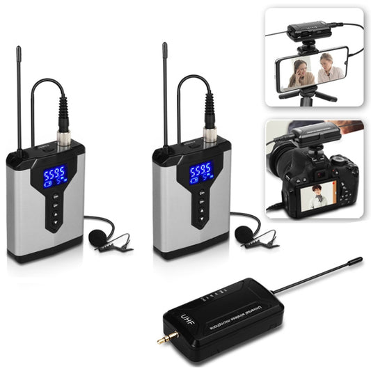 Q6 1 Drag 2 Wireless Lavalier With Stand USB Computer Recording Microphone Live Phone SLR Lavalier Microphone - Microphone by buy2fix | Online Shopping UK | buy2fix