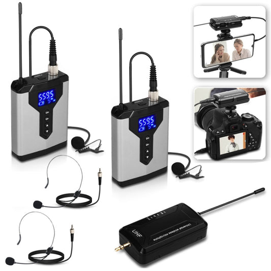 Q6 1 Drag 2 Wireless Lavalier Head Wear With Stand USB Computer Recording Microphone Live Phone SLR Lavalier Microphone - Microphone by buy2fix | Online Shopping UK | buy2fix