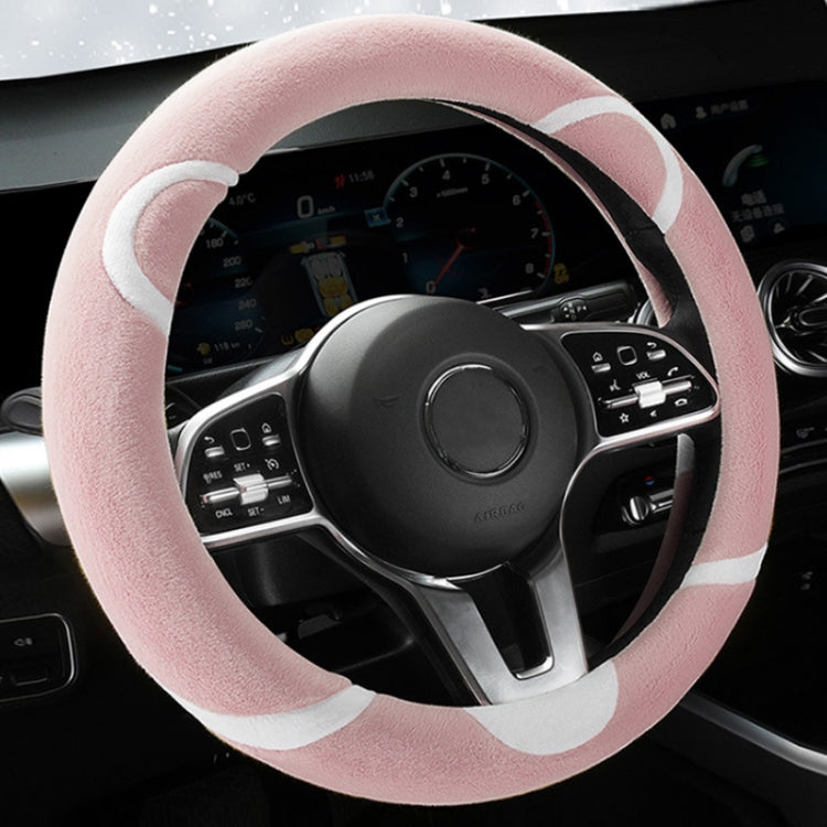 Car Steering Wheel Cartoon Short Fluff Handle Cover, Size: 38cm(Pink Round) by buy2fix