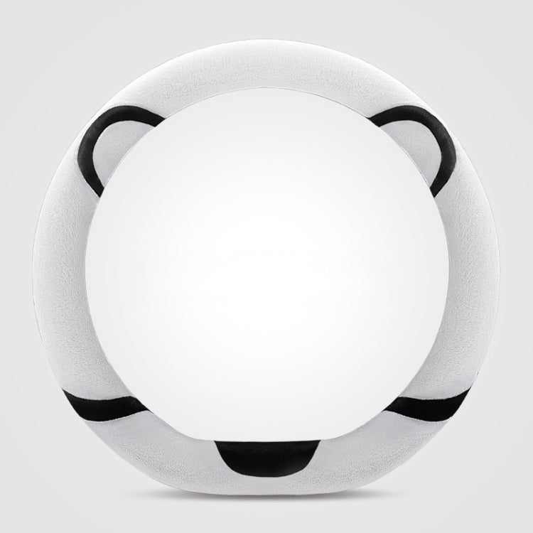 Car Steering Wheel Cartoon Short Fluff Handle Cover, Size: 38cm(Black White D Shape) by buy2fix