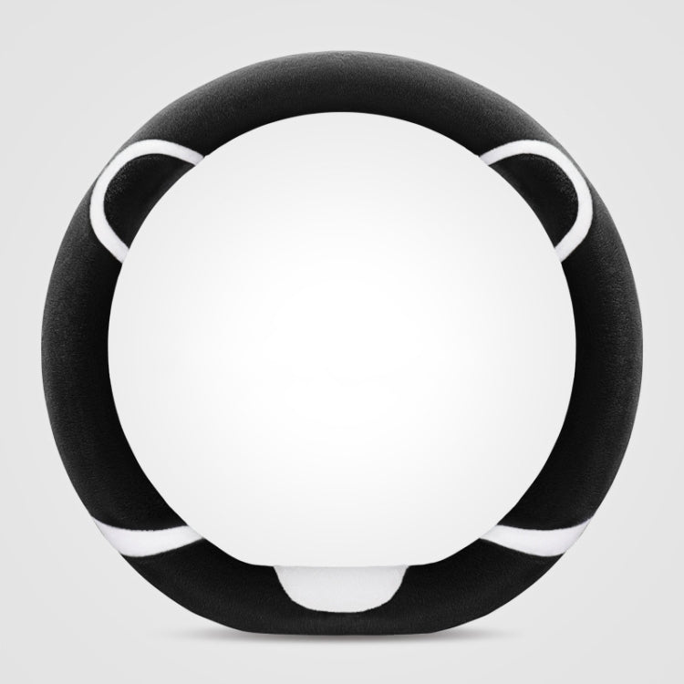 Car Steering Wheel Cartoon Short Fluff Handle Cover, Size: 38cm(Black D Shape) by buy2fix