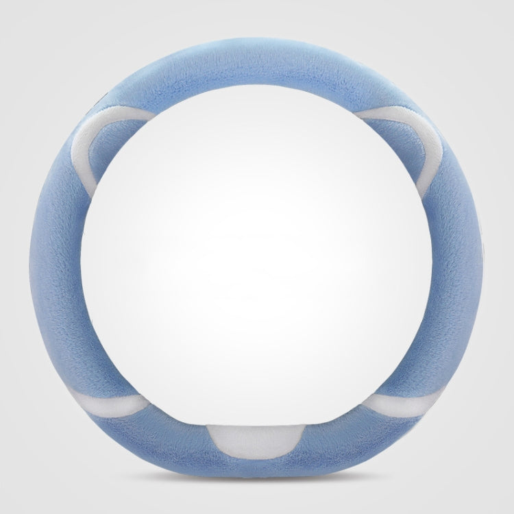Car Steering Wheel Cartoon Short Fluff Handle Cover, Size: 38cm(Blue D Shape) by buy2fix
