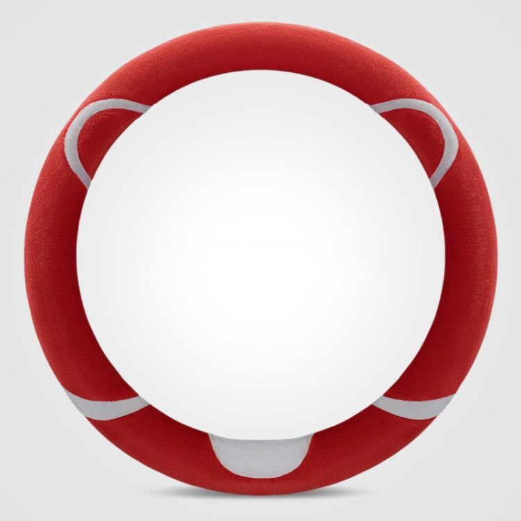 Car Steering Wheel Cartoon Short Fluff Handle Cover, Size: 38cm(Red Round) by buy2fix